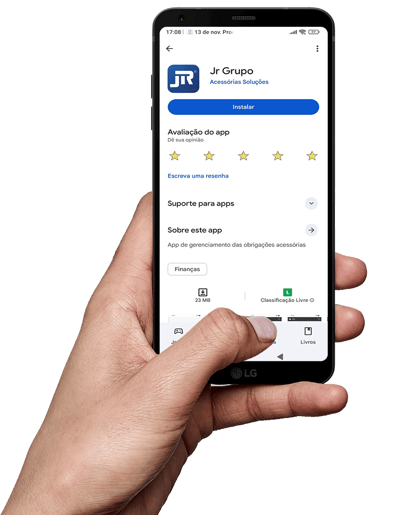 como o usuário visualiza a tela do telefone ao procurar pelo aplicativo em loja do google play store